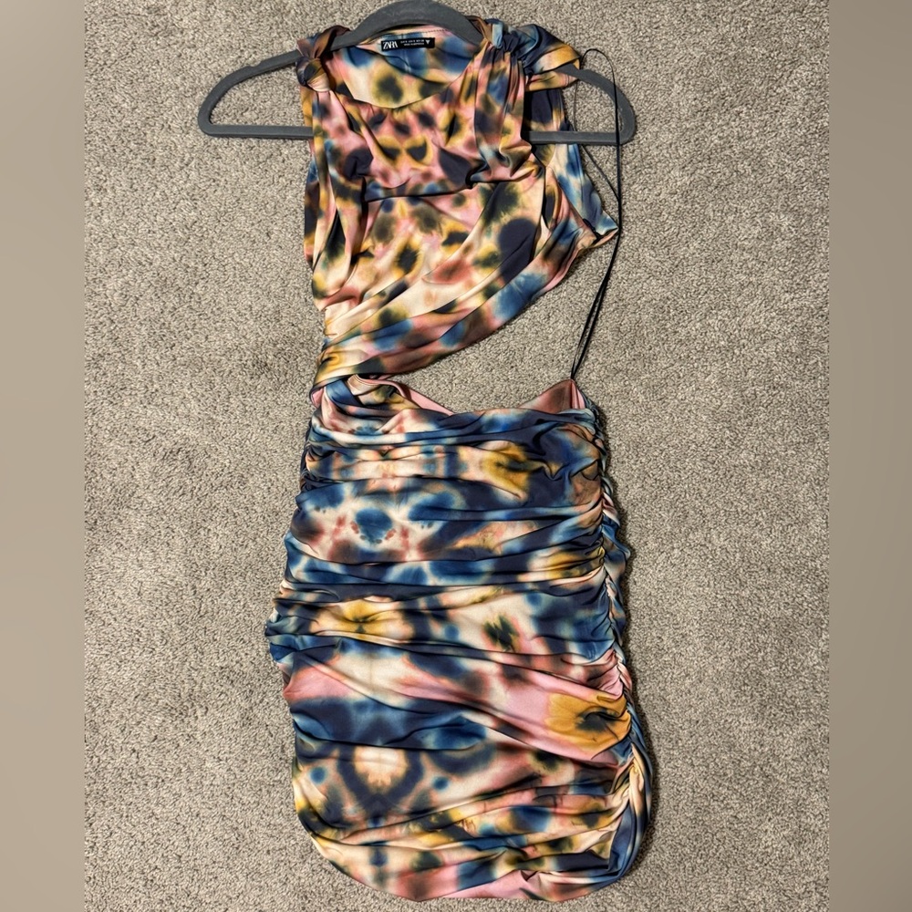 Zara Cut Out Mini Dress Tie-Dye Print